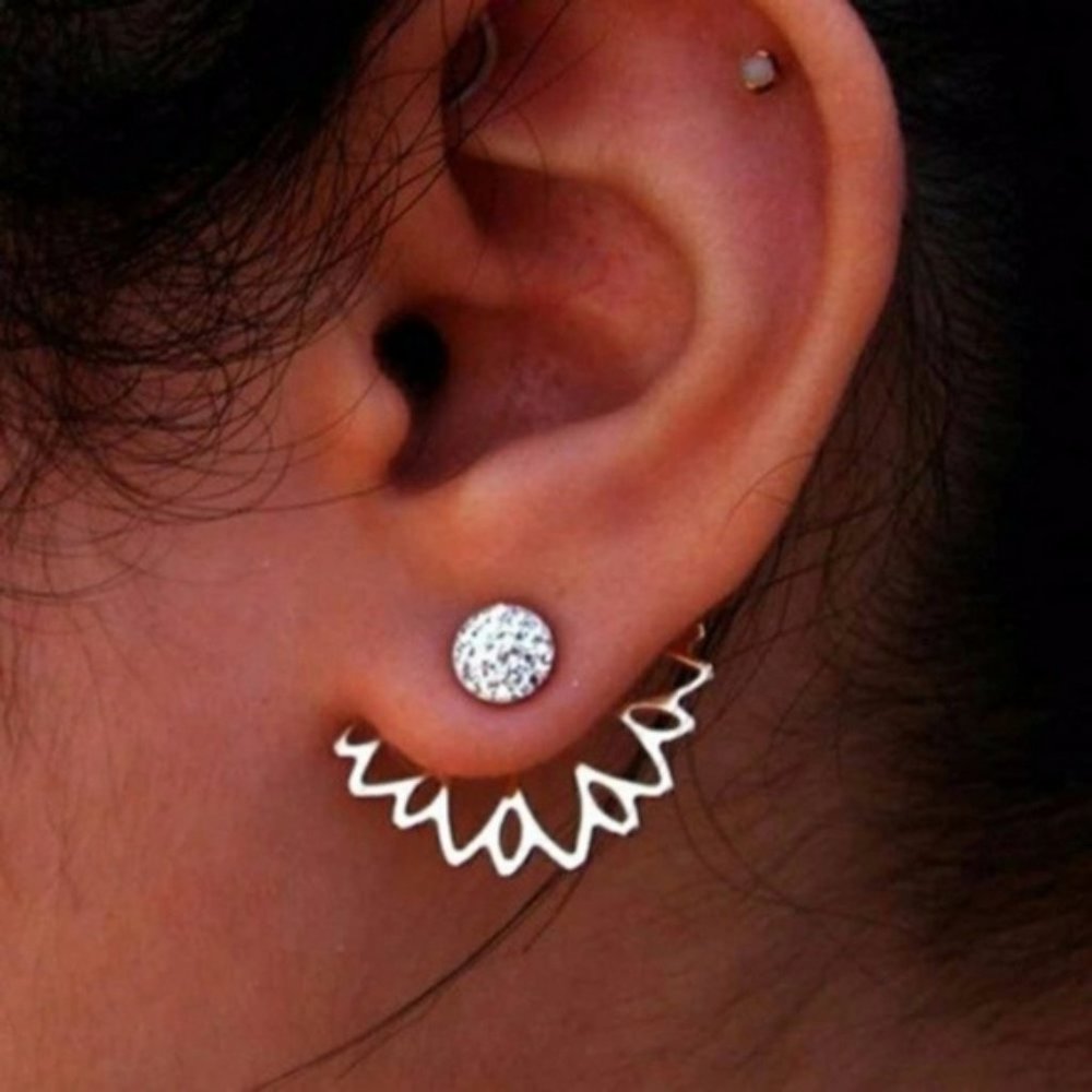 NWOT - Double Sided Crystal Flower Earrings